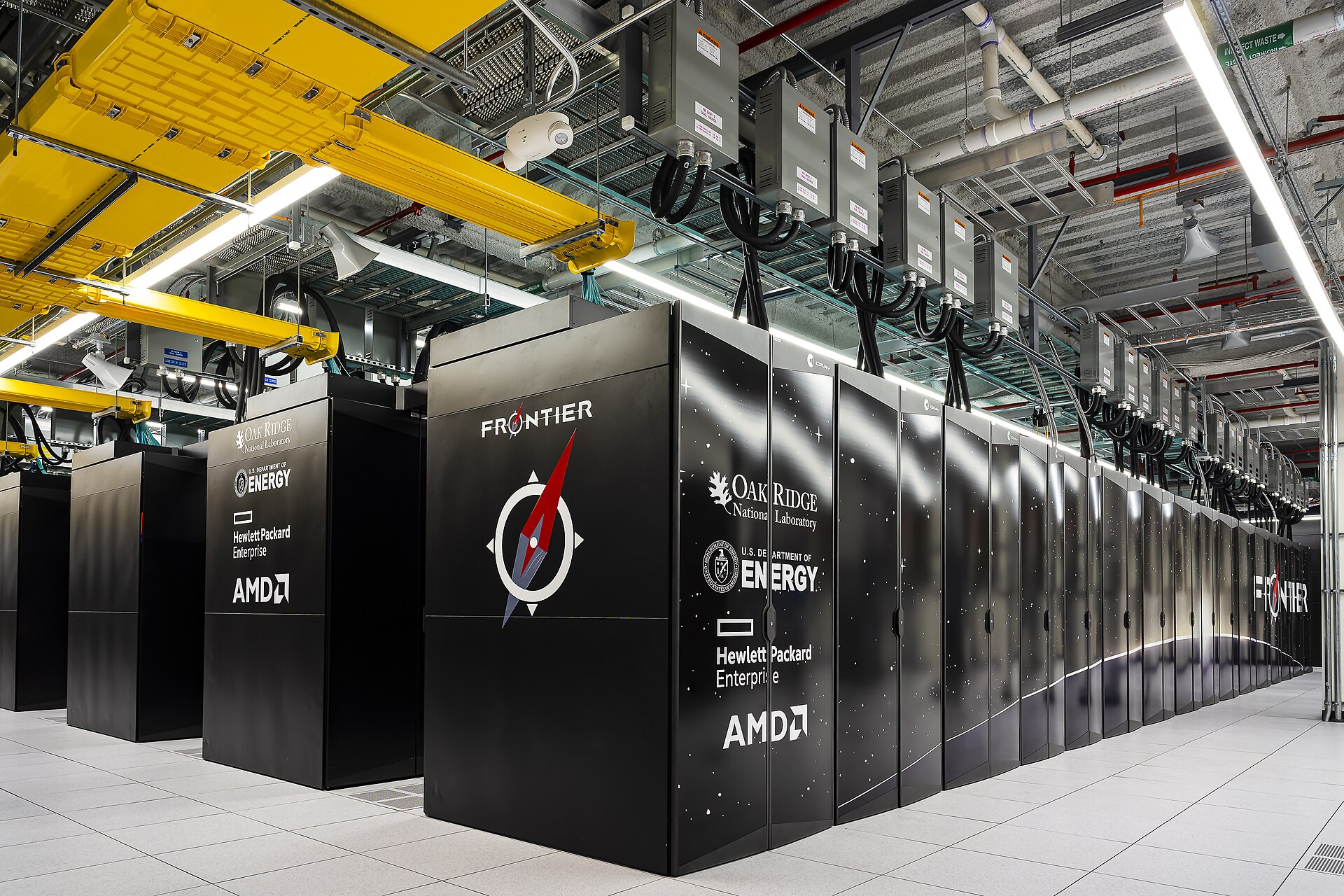 Frontier at Oak Ridge National Laboratory, 2022. It is cooled with warm water and no chillers.